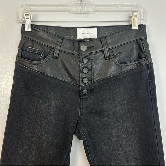 NWT Current/Elliot Fused High Waist Rocco Stiletto Black Faux Leather Jeans 25 - Picture 3 of 16